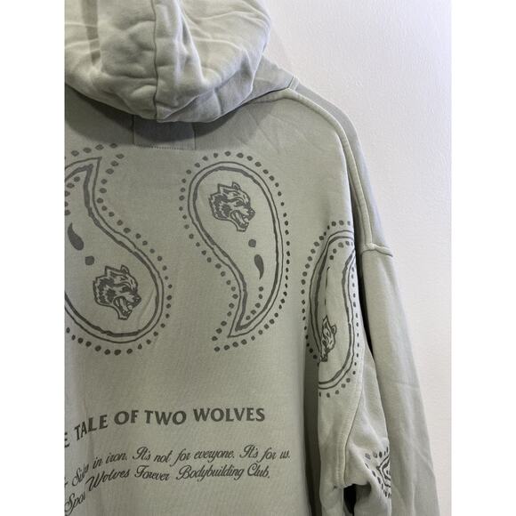 Dark Sport Wolve Club The Tale Of 2 Wolves Hoodie L Grunge Street Y2K Skater 90s - Picture 13 of 16